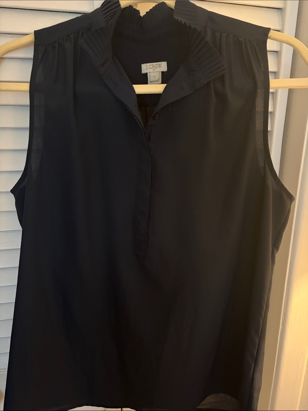 J. Crew Factory Navy Pleated Collar Sleeveless Shell